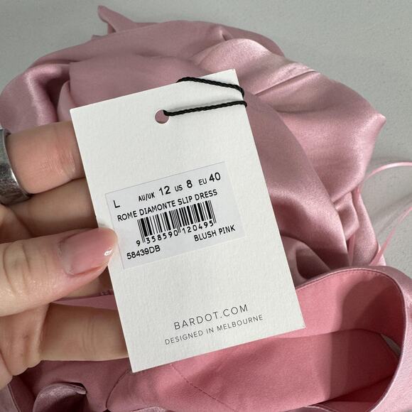 Bardot Dress Womens 8 Blush Pink Rome Diamonte Slip Cutout Maxi Gown Prom Formal - Picture 2 of 16